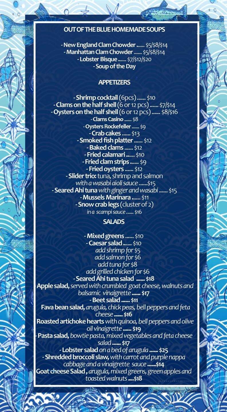 Out of the Blue Seafood - Hampton Bays, NY menu_pic