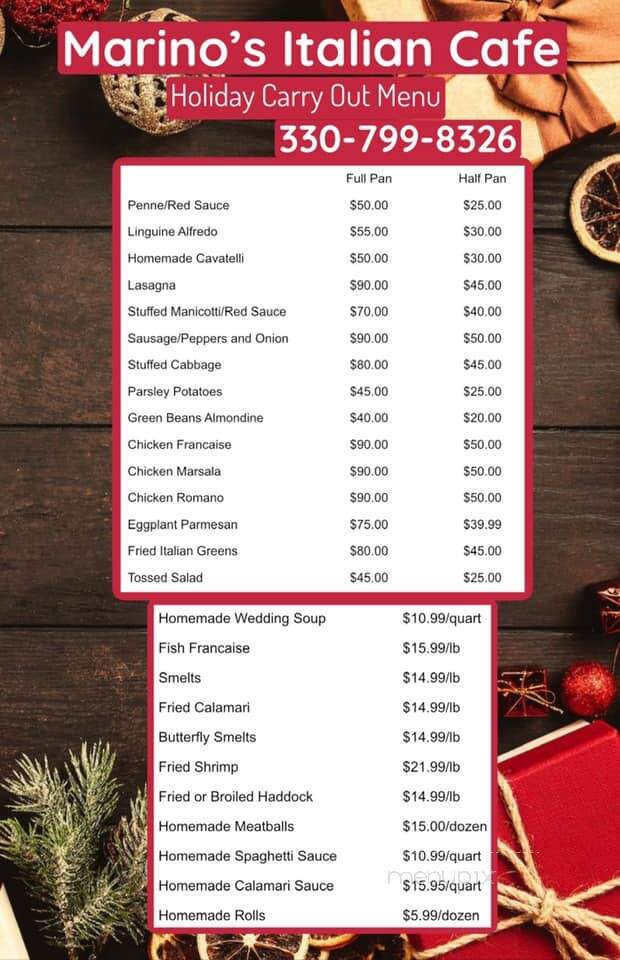 Marino's Italian Cafe - Youngstown, OH menu_pic