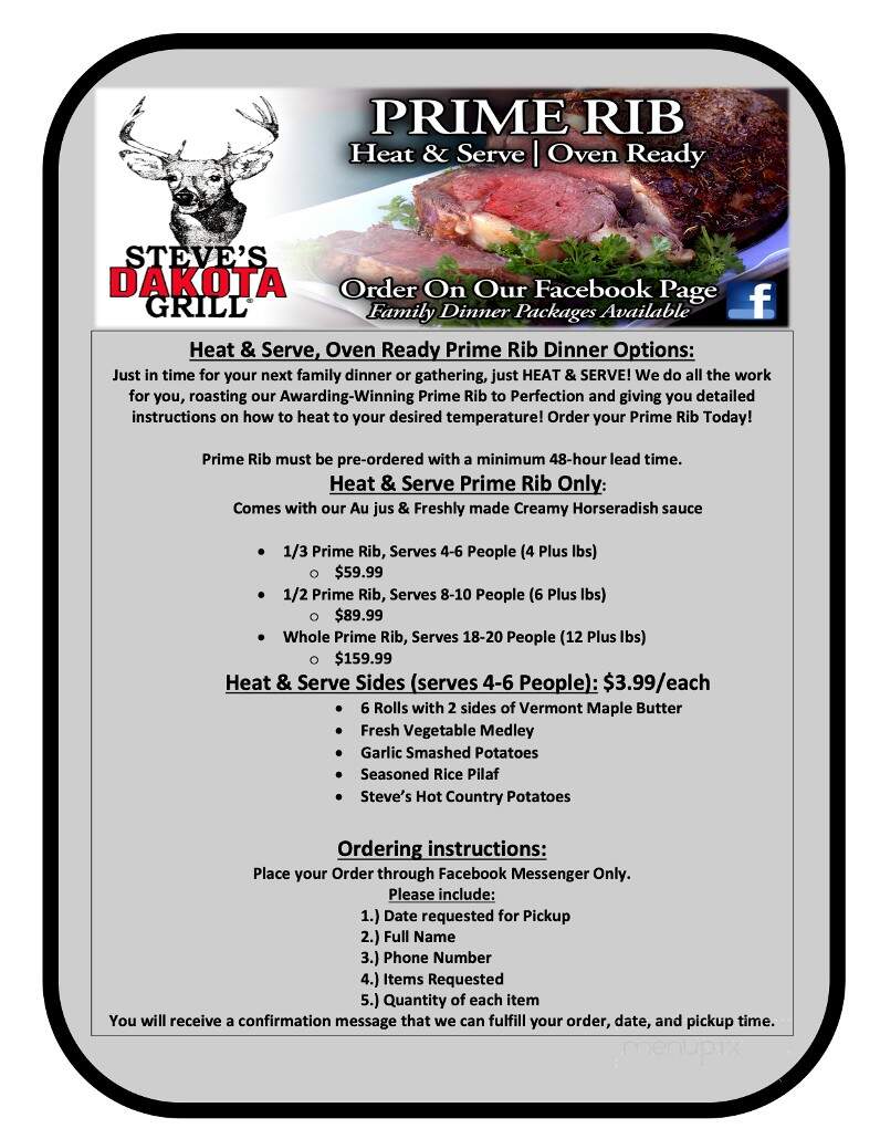 Steve's Dakota Grill - Mansfield, OH menu_pic