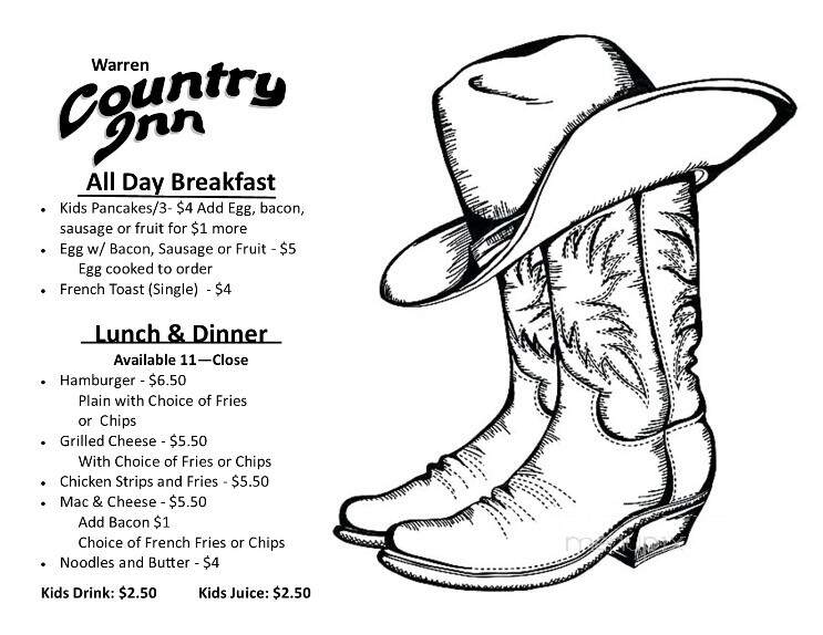 Warren Country Inn - Warren, OR menu_pic