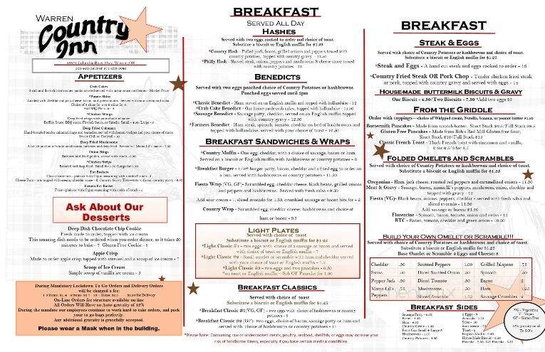 Warren Country Inn - Warren, OR menu_pic