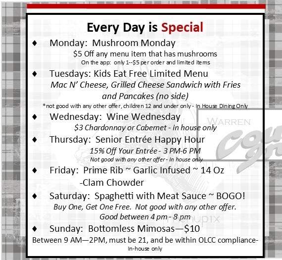 Warren Country Inn - Warren, OR menu_pic