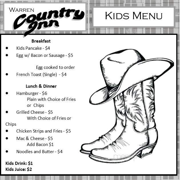 Warren Country Inn - Warren, OR menu_pic