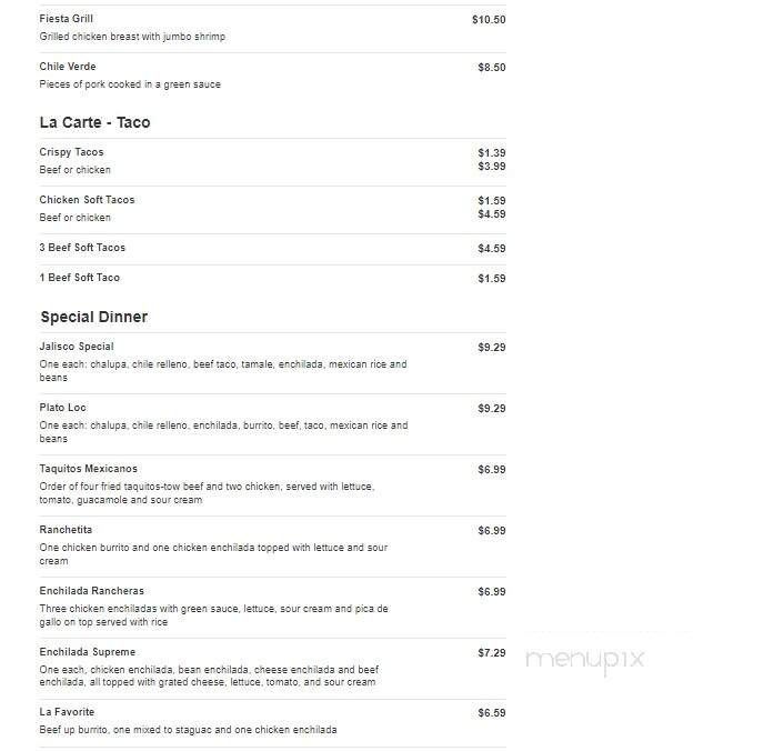 La Fiesta - Artesia, NM menu_pic