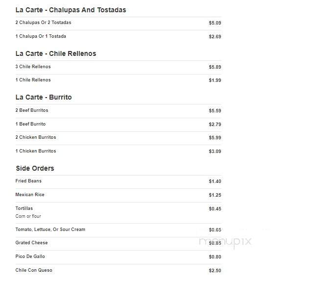 La Fiesta - Artesia, NM menu_pic