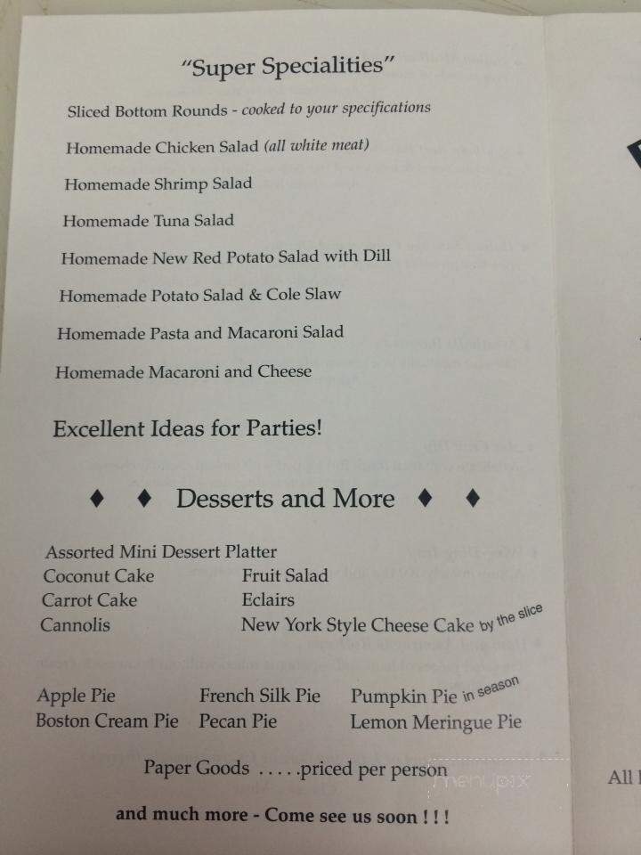 Palmisano's Italian Deli - Baldwin, MD menu_pic