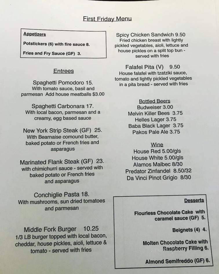 The Middle Fork - Lander, WY menu_pic