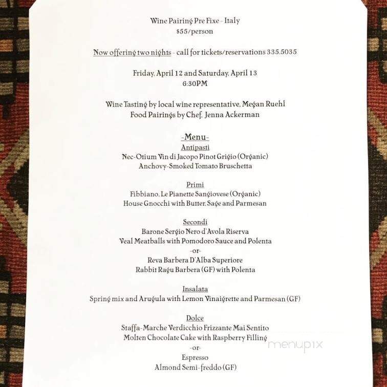 The Middle Fork - Lander, WY menu_pic