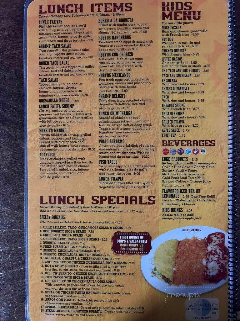 El Rodeo Twenty Four LLC - Indianapolis, IN menu_pic