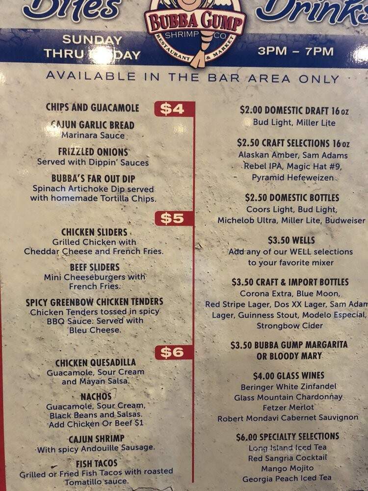 Bubba Gump Shrimp Co - Laughlin, NV menu_pic