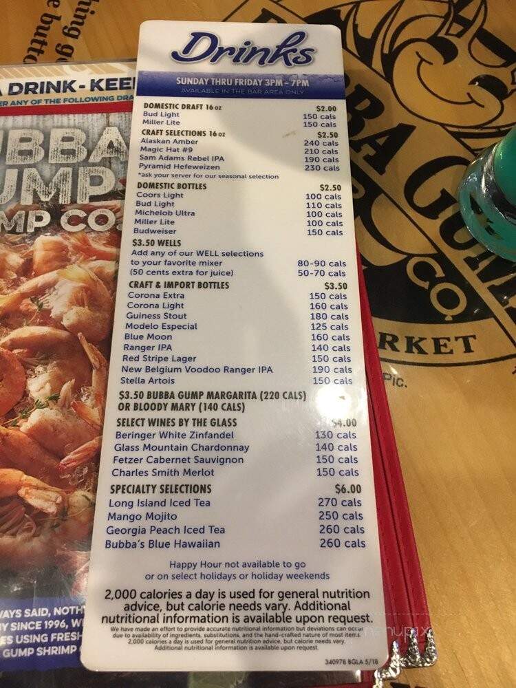 Bubba Gump Shrimp Co - Laughlin, NV menu_pic