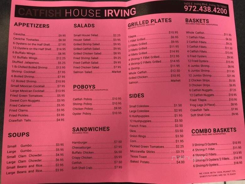 Catfish House - Irving, TX menu_pic