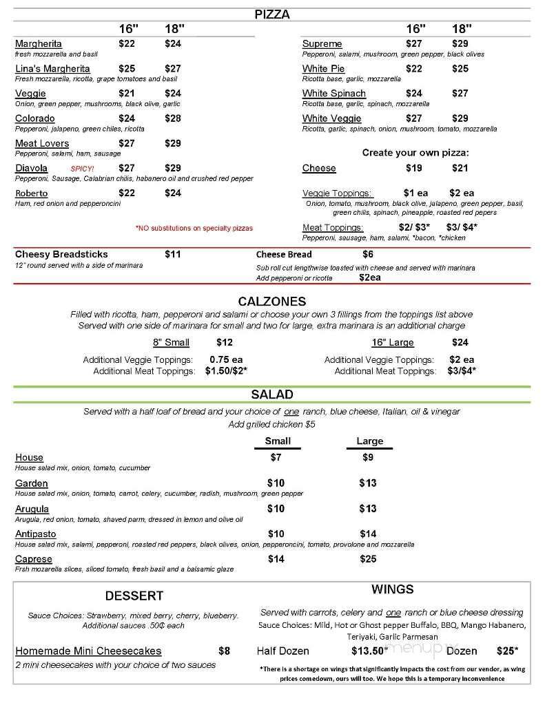 Lina's Pizza - Granby, CO menu_pic