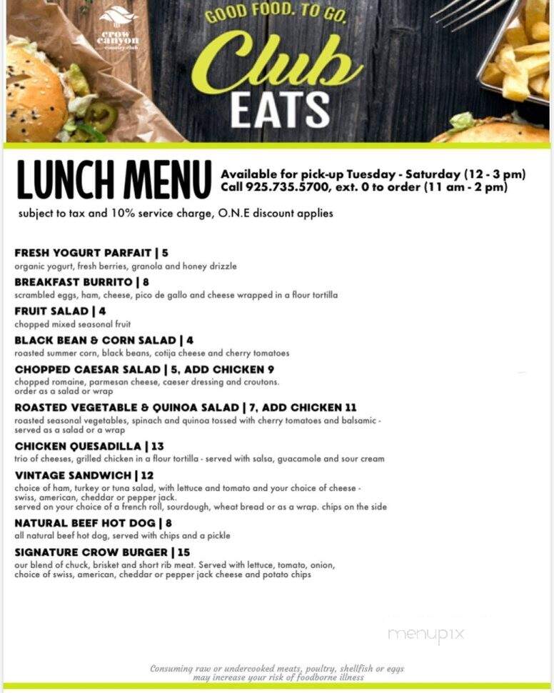 Crow Canyon Country Club - Danville, CA menu_pic