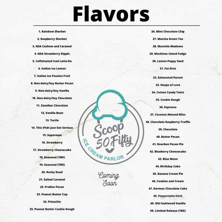Scoop 50 Fifty - Summerville, SC menu_pic