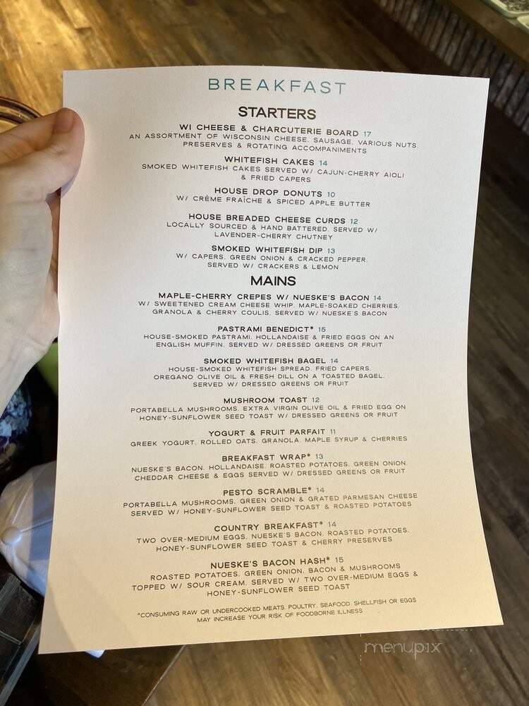 Mezzanine - Egg Harbor, WI menu_pic
