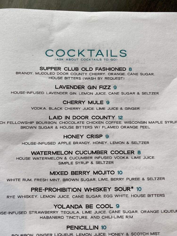 Mezzanine - Egg Harbor, WI menu_pic