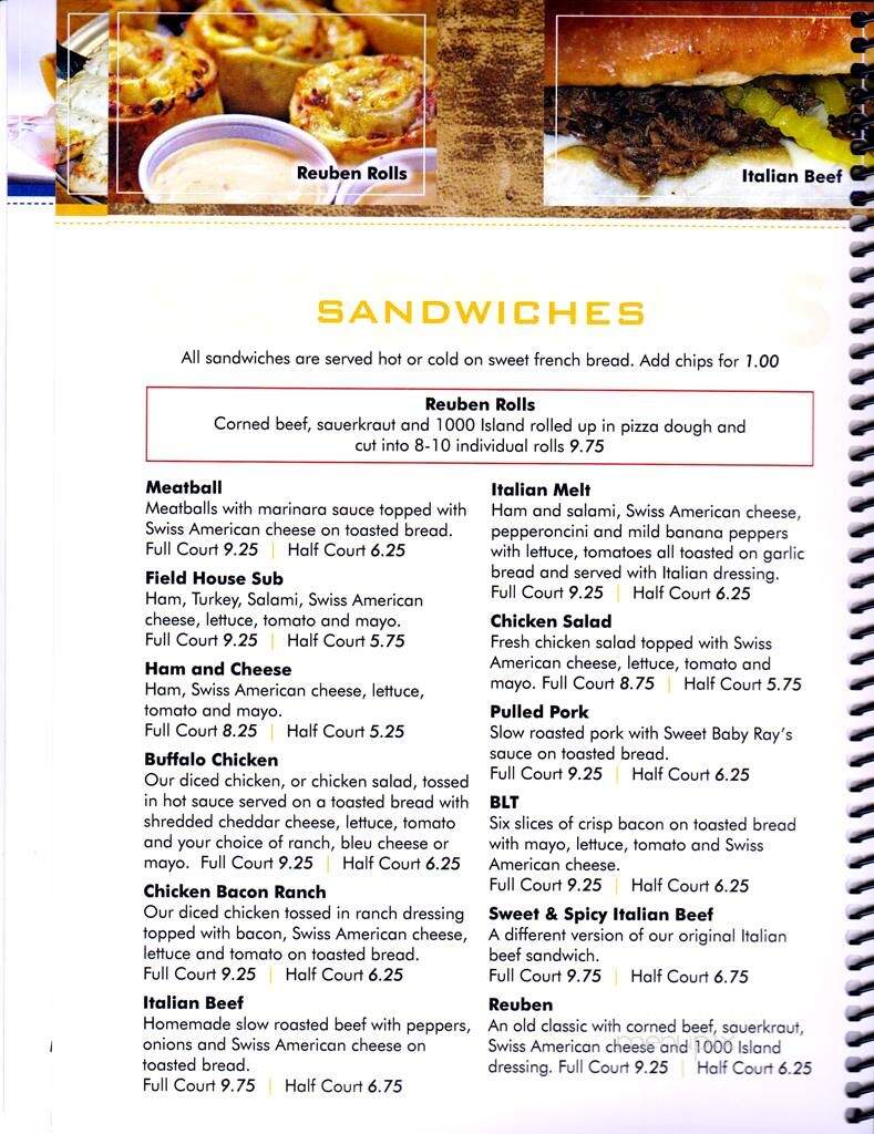 Half Court Pizza at Alexis Fieldhouse - Alexis, IL menu_pic