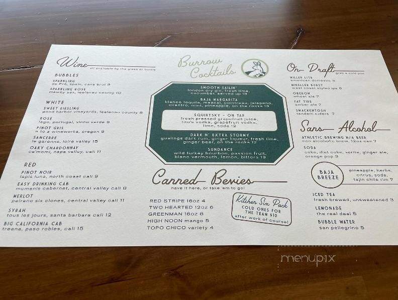 The Burrow TC - Traverse City, MI menu_pic