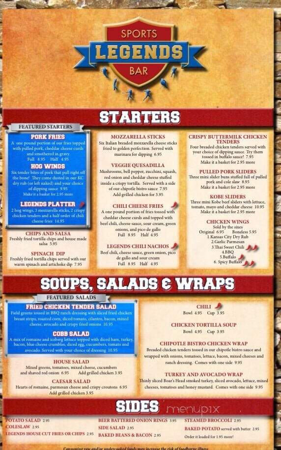 Legends Sports Bar - Quapaw, OK menu_pic
