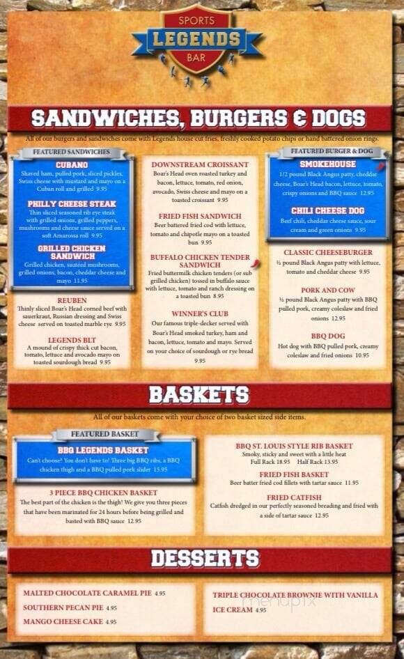 Legends Sports Bar - Quapaw, OK menu_pic