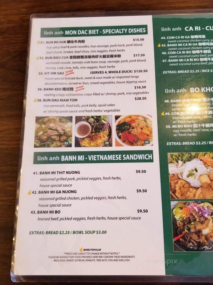Linh Anh Vietnamese Cuisine - Scarborough, ON menu_pic