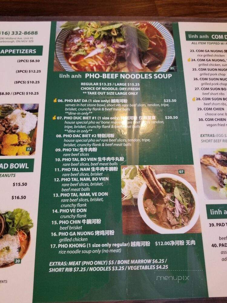 Linh Anh Vietnamese Cuisine - Scarborough, ON menu_pic