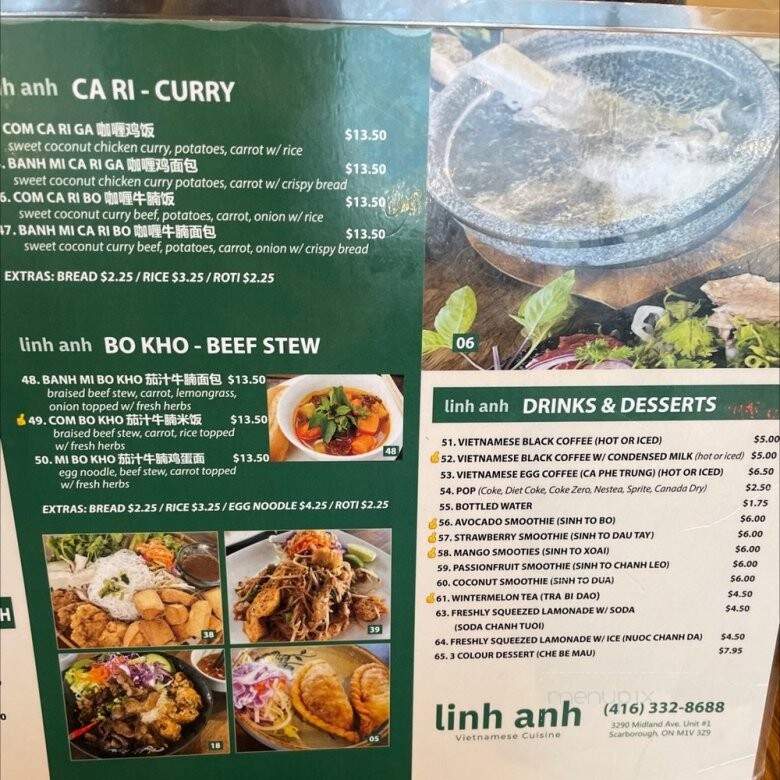 Linh Anh Vietnamese Cuisine - Scarborough, ON menu_pic