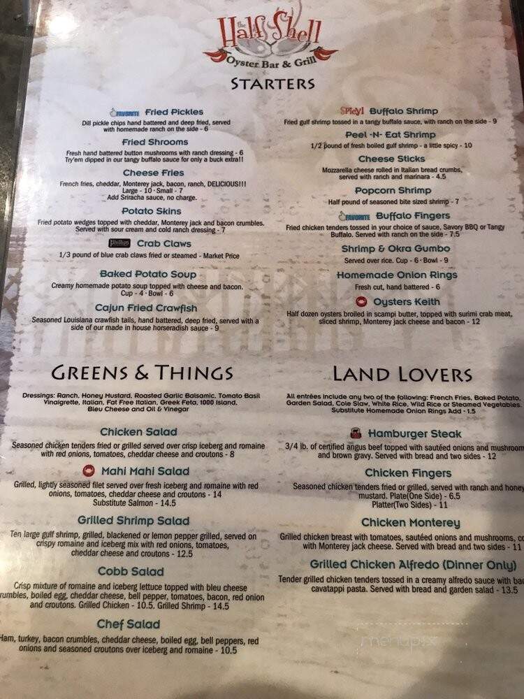 Half Shell Oyster Bar & Grill - Troy, AL menu_pic