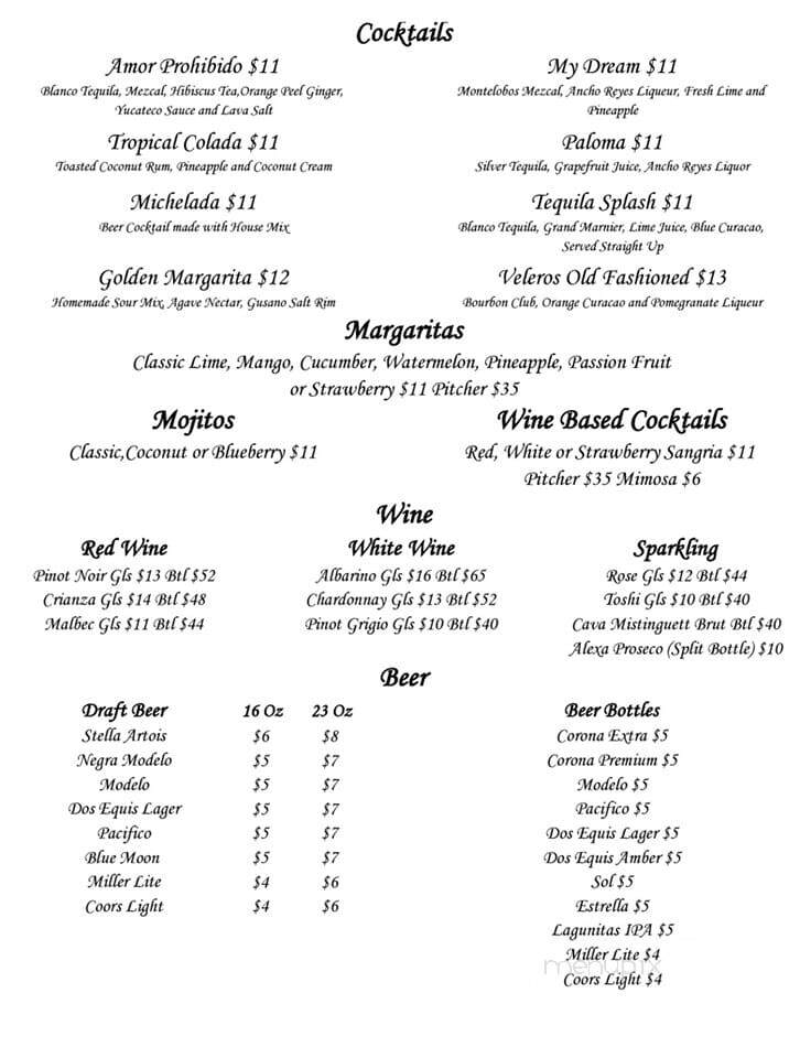 Veleros Restaurant - Schererville, IN menu_pic