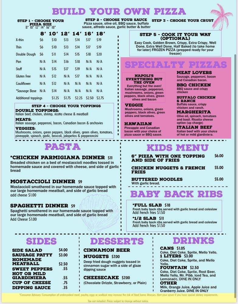 Napoli Pizza Place - Wonder Lake, IL menu_pic