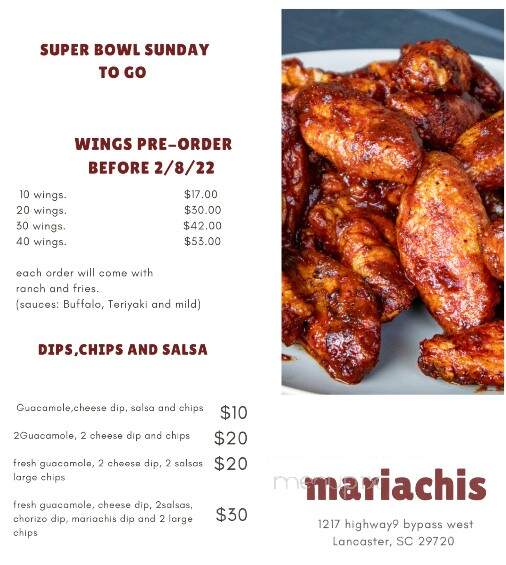 Los Mariachis Restaurante - Lancaster, SC menu_pic