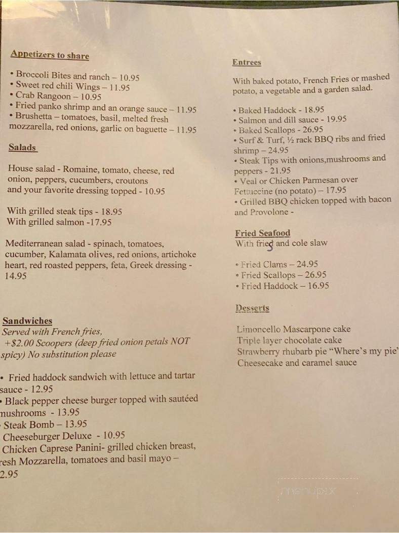 Trailside Restaurant and Lounge - Greenville, ME menu_pic