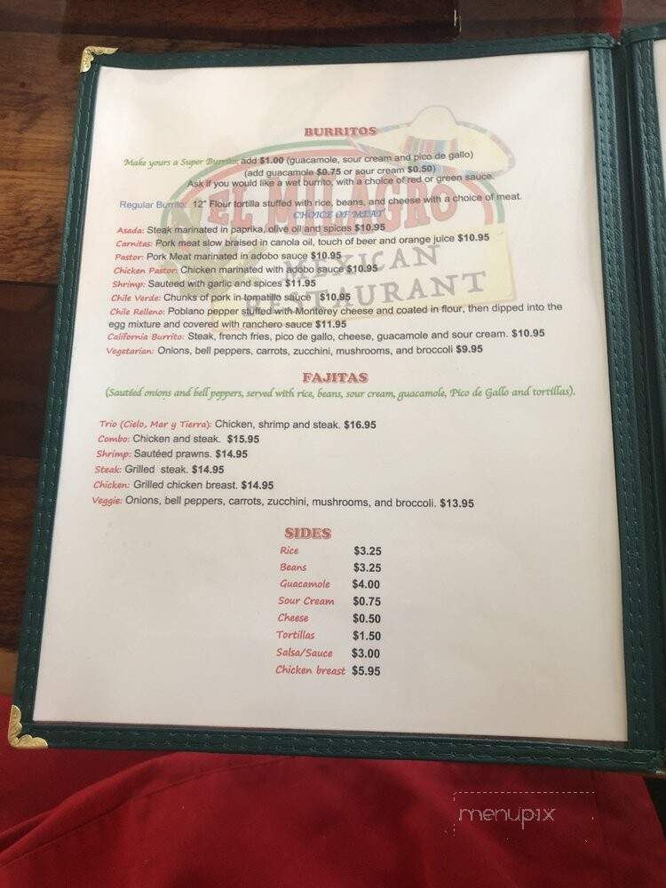El Milagro Mexican Restaurant - Grass Valley, CA menu_pic