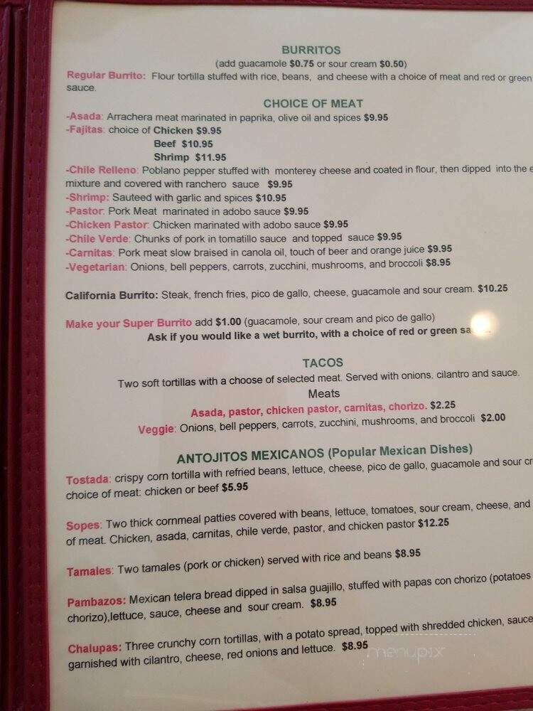 El Milagro Mexican Restaurant - Grass Valley, CA menu_pic