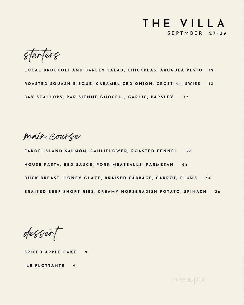 Villa coffee house - Lewiston, NY menu_pic