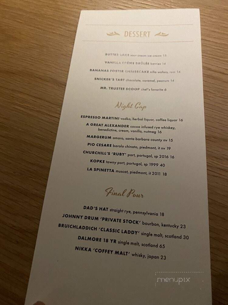 Rare Society - Santa Barbara, CA menu_pic