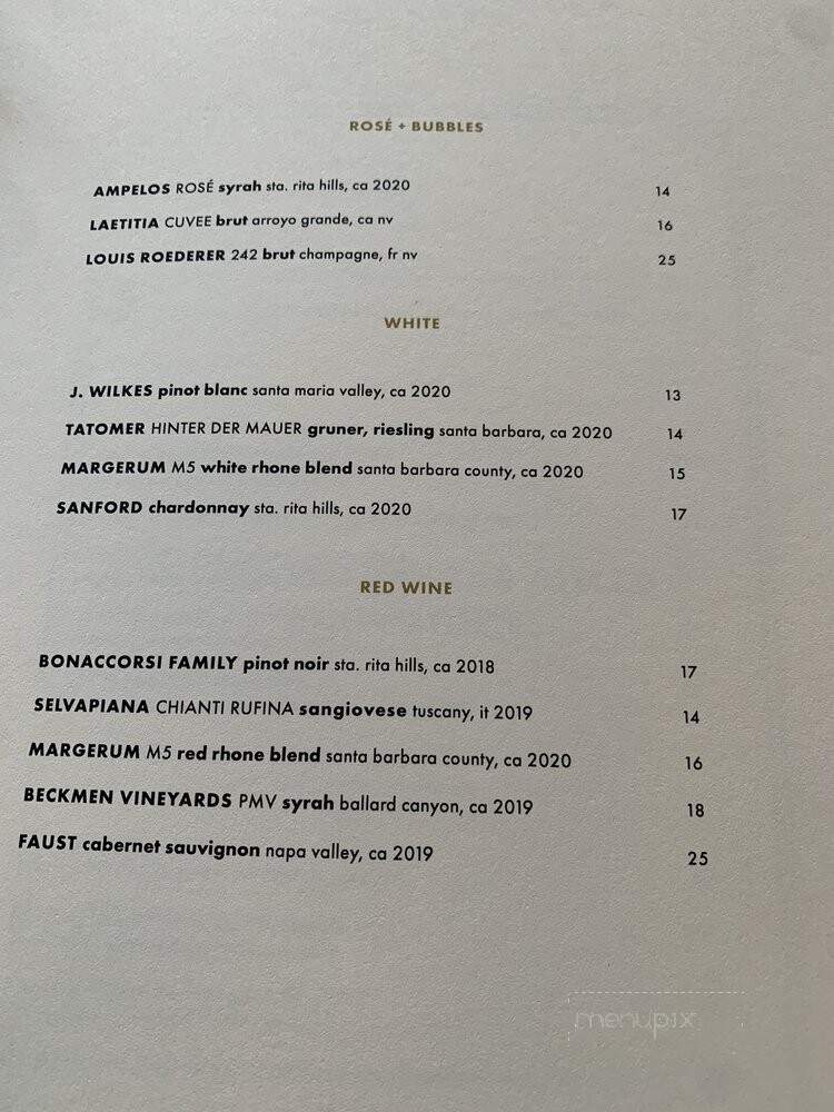 Rare Society - Santa Barbara, CA menu_pic