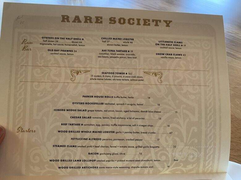 Rare Society - Santa Barbara, CA menu_pic