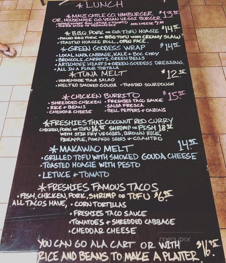 Freshies Maui - Makawao, HI menu_pic