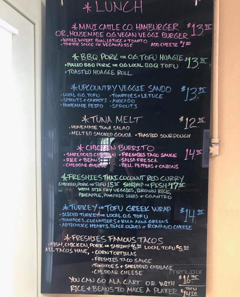 Freshies Maui - Makawao, HI menu_pic