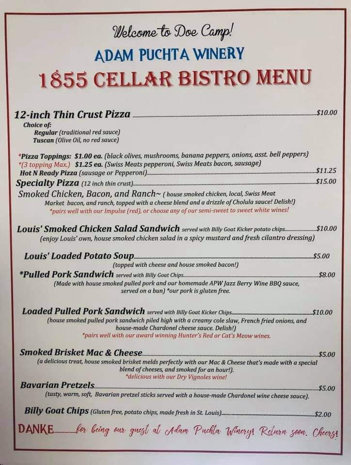 Adam Puchta Winery - Hermann, MO menu_pic