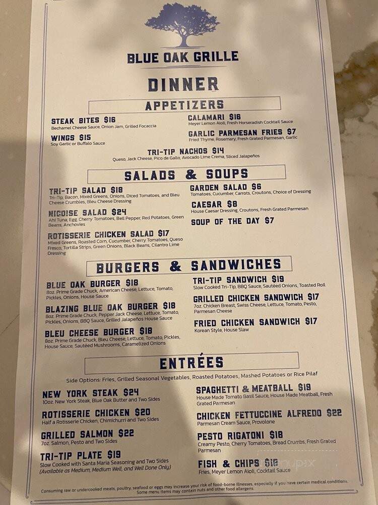 Blue Oak Grille - Friant, CA menu_pic