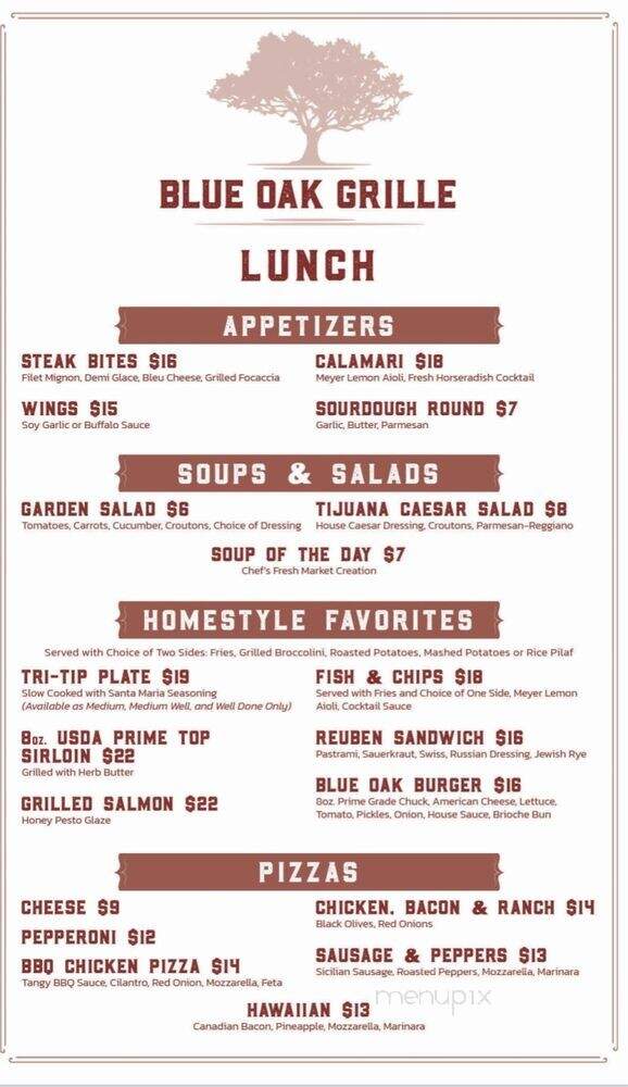 Blue Oak Grille - Friant, CA menu_pic
