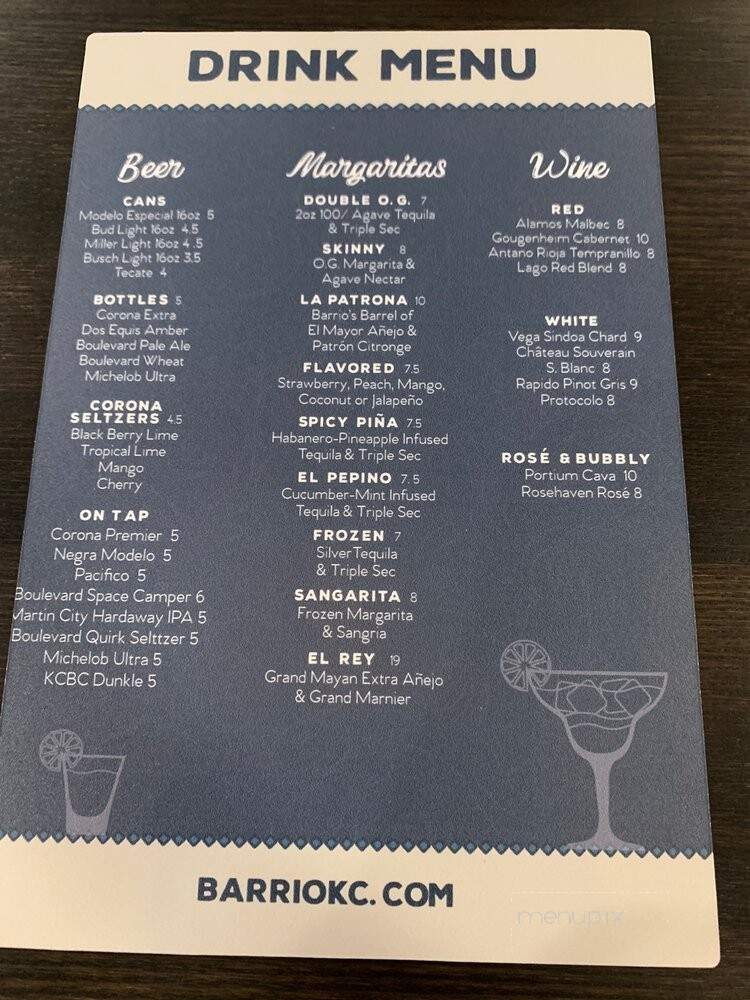 Briarcliff Barrio - Kansas City, MO menu_pic