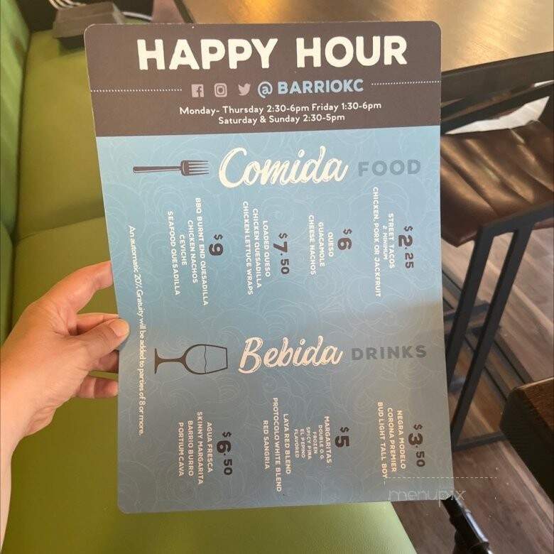 Briarcliff Barrio - Kansas City, MO menu_pic