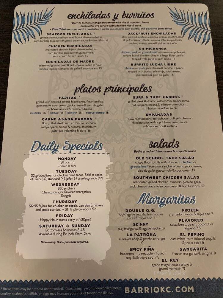 Briarcliff Barrio - Kansas City, MO menu_pic