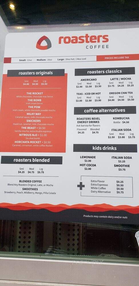 Roasters Coffee - Walla Walla, WA menu_pic