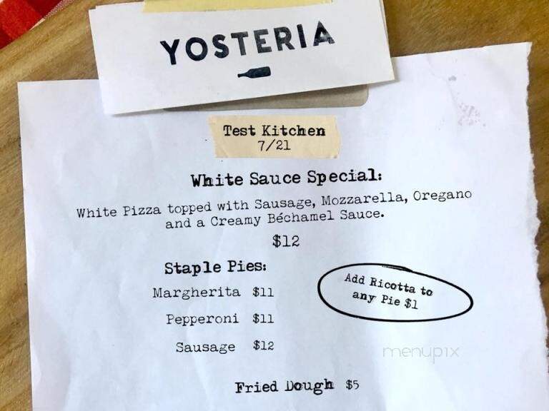 Yosteria - Youngstown, OH menu_pic