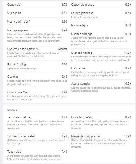 Juan's - Hayes, VA menu_pic